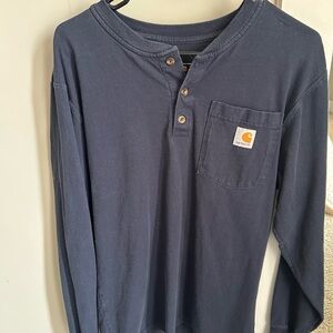Carhartt Navy Logo Tag Long Sleeve Tee